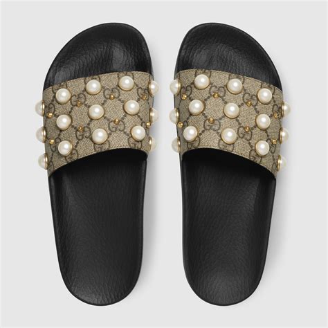 gucci slides women pearl|stores that sell gucci slides.